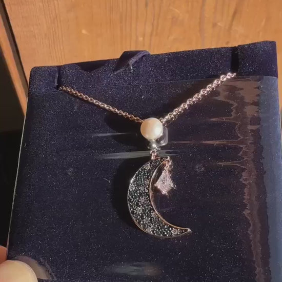 Swarovski Rose Gold-Tone Moon Pendant Necklace - 5489534 product video
