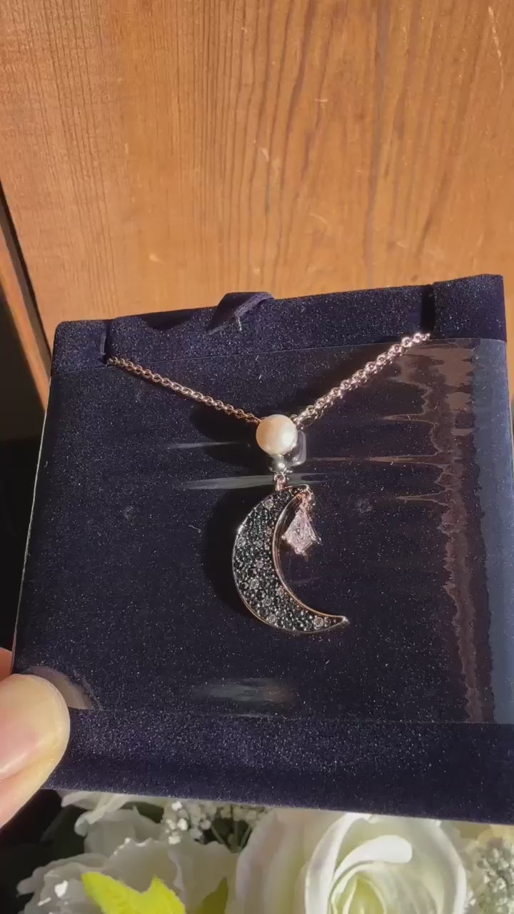 Swarovski Rose Gold-Tone Moon Pendant Necklace - 5489534 product video