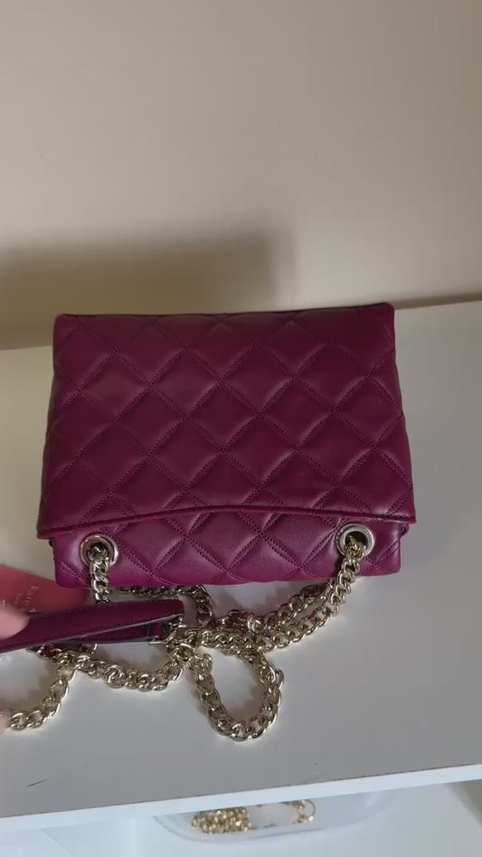 Kate Spade quilted shoulder bag in deep berry product video
