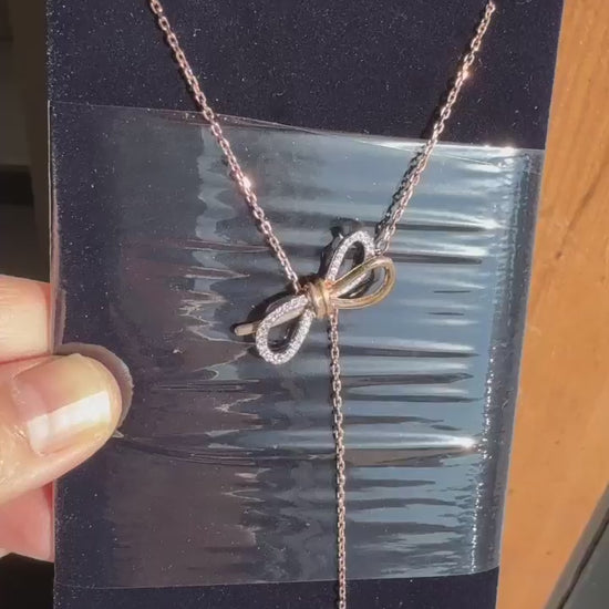 Swarovski Rose Gold-Tone Bow Lariat Necklace - 5447082 product video