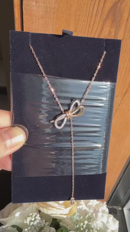 Swarovski Rose Gold-Tone Bow Lariat Necklace - 5447082 product video