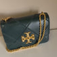 Tory Burch Fleming dark green leather shoulder bag product video