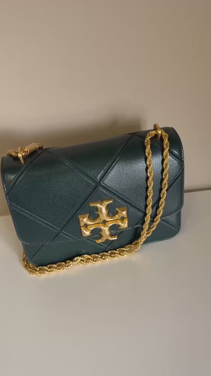 Tory Burch Fleming dark green leather shoulder bag product video