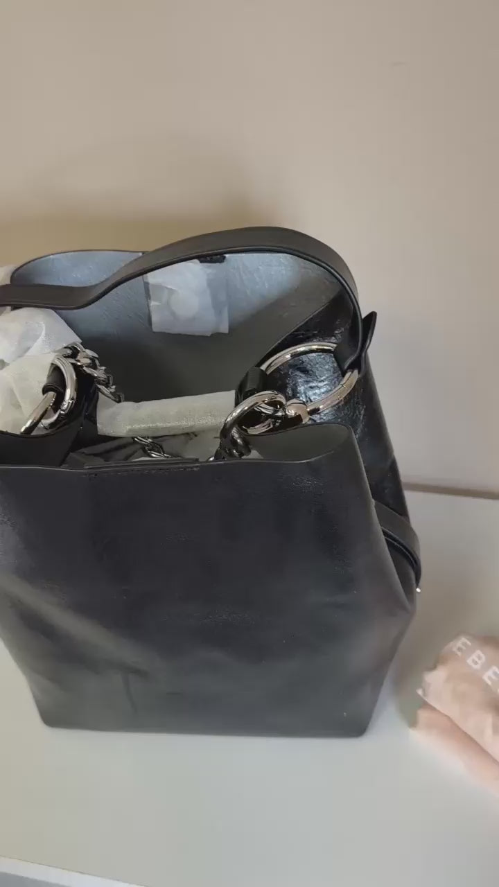 Rebecca Minkoff black leather structured backpack video