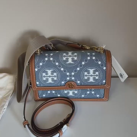 Tory Burch T Monogram denim shoulder bag product video