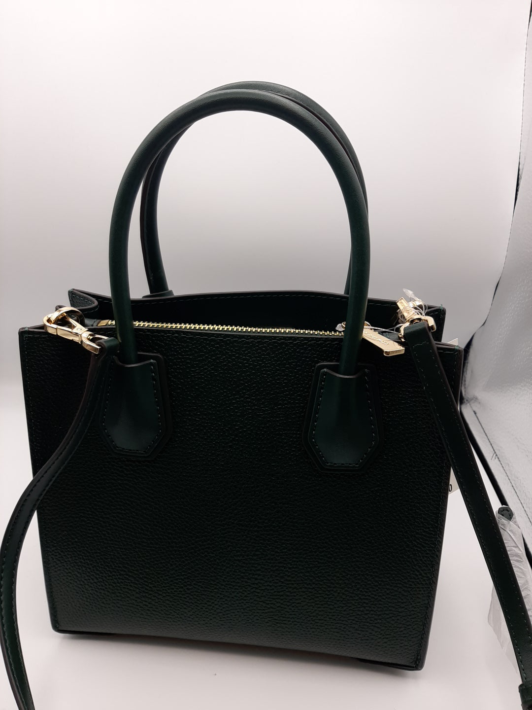 Michael Kors Mercer Medium Pebbled Leather Messenger Crossbody Bag-Racing Green