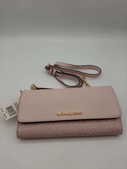 Michael Kors Jet Set Item Large Wallet on a Chain Crossbody Bag - Powder Blush