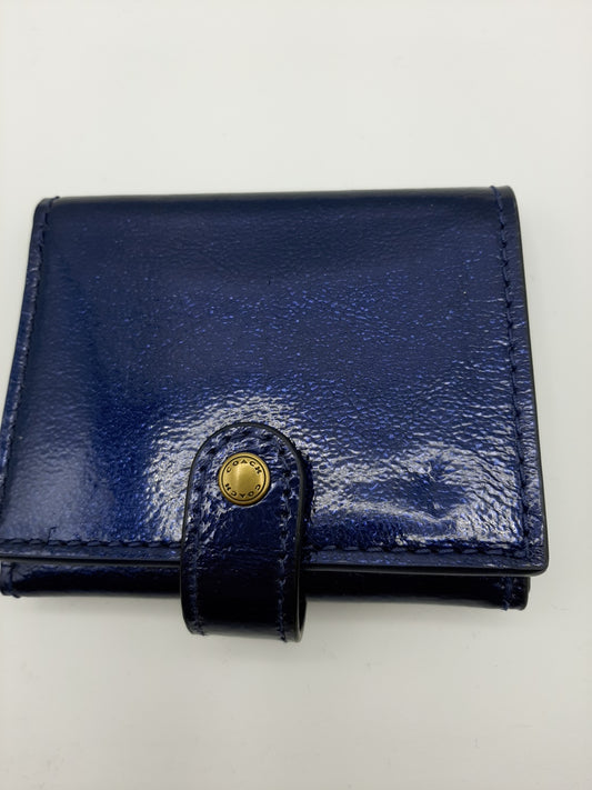 Coach F39707 Metallic Small Trifold Wallet - Brass/Blue