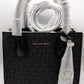 Michael Kors Mercer Medium Sig. PVC and Leather Messenger Crossbody Bag - Black