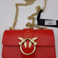 PINKO Mini Love Simply 2 Shoulder Strap Leather Crossbody In Rosso Cinese