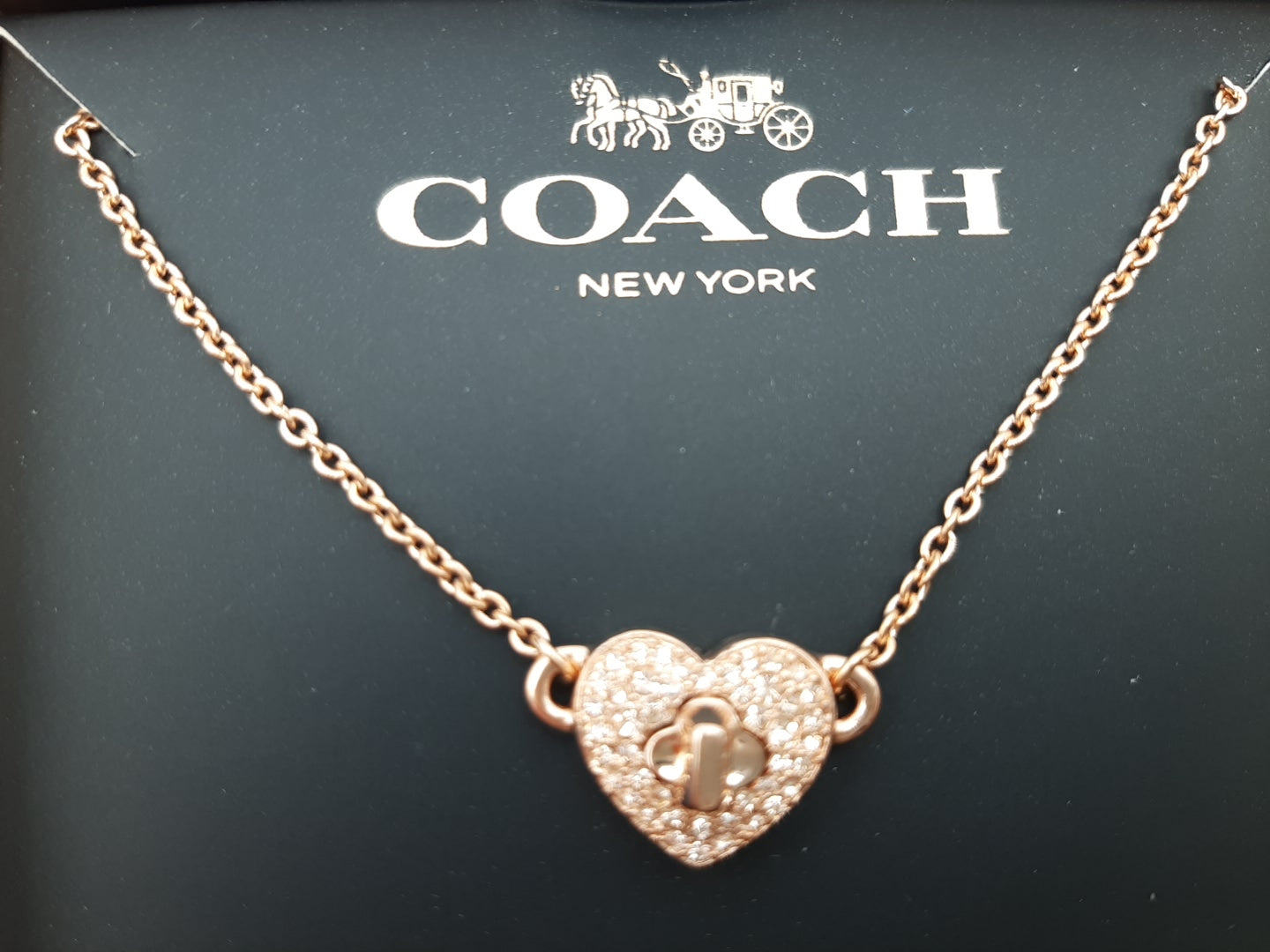 COACH F17101 Twinkling heart Necklace - Rosegold- NEW