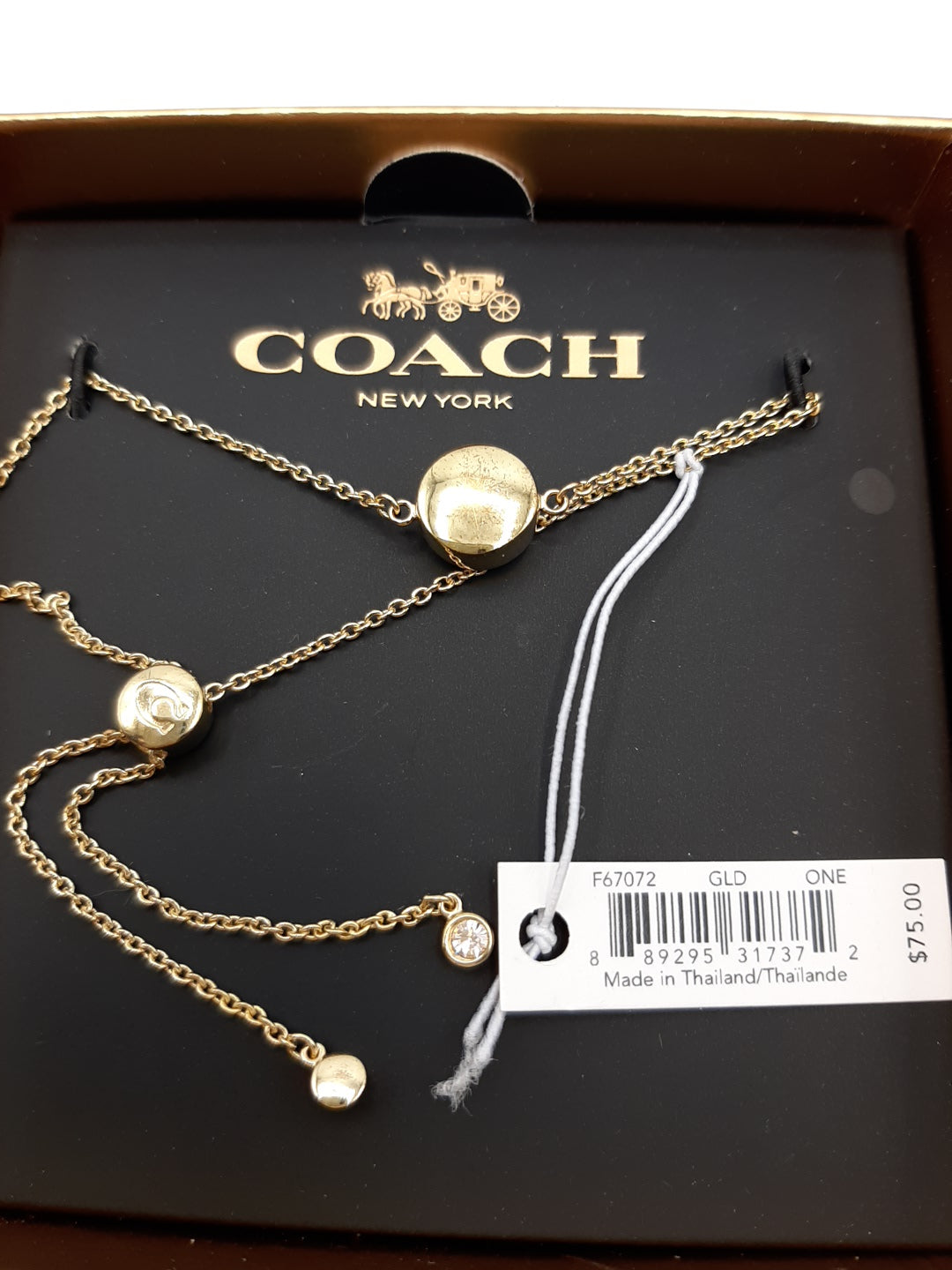 COACH F67072 Open Circle Slider Bracelet - Gold  - New