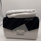 Michael Kors Rose Medium Flap Studded Shoulder Bag Crossbody Suede Leather-Black
