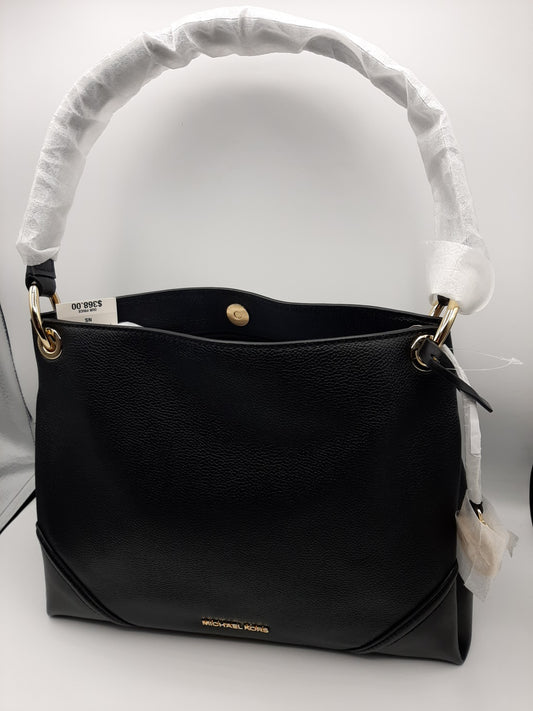 Michael Kors Nicole 35T9GNIL2L Medium Shoulder Bag Pebbled Leather - Black