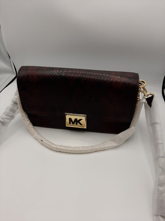 Michael Kors Sonia 35F1G6SL3G Medium Snake Embossed Shoulder Bag - Merlot