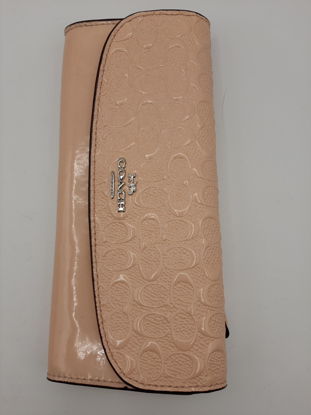 Coach F26814 light Pink Leather Signature Embossed Soft Slim Wallet