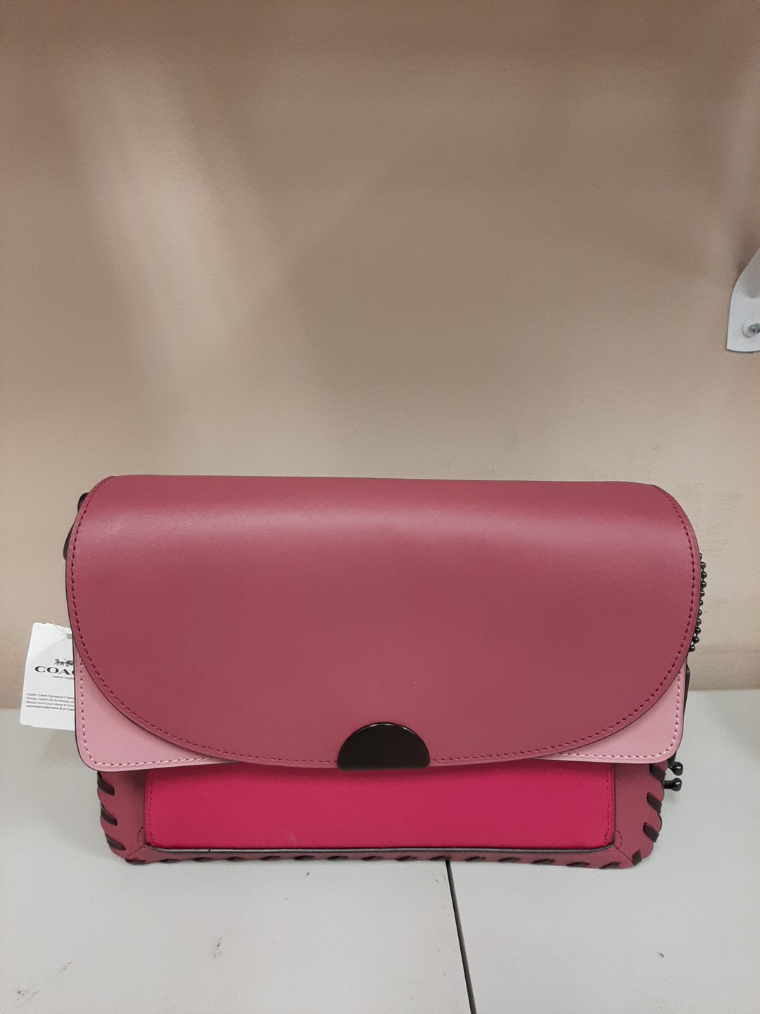 COACH 76034 Dreamer Shoulder Bag In Colorblock With Whipstitch - Pink Multi