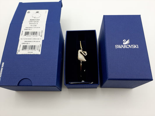 Swarovski Swan Bangle Crystal Gold Plated, 5083133 Adjustable Chain Size: M/15CM