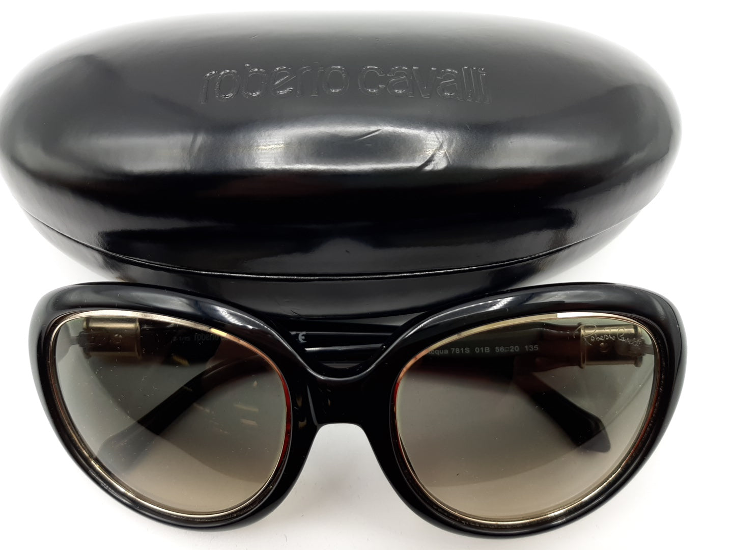 ROBERTO CAVALLI Acqua 781S 01B 56-20 135 Black & Gold Gradient Gray Sunglasses