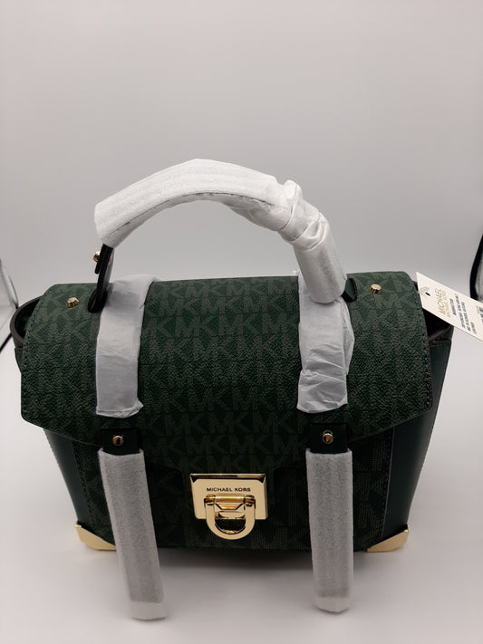 Michael Kors Manhattan Medium Top Handle School Satchel Bag-Racing Green Multi