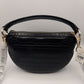 Michael Kors Emilia Half Moon Crossbody Bag Embossed Leather -  Black