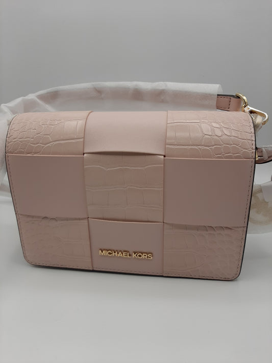 Michael Kors Mercer Small Clutch Crossbody Bag Crocodile embossed - Powder Blush