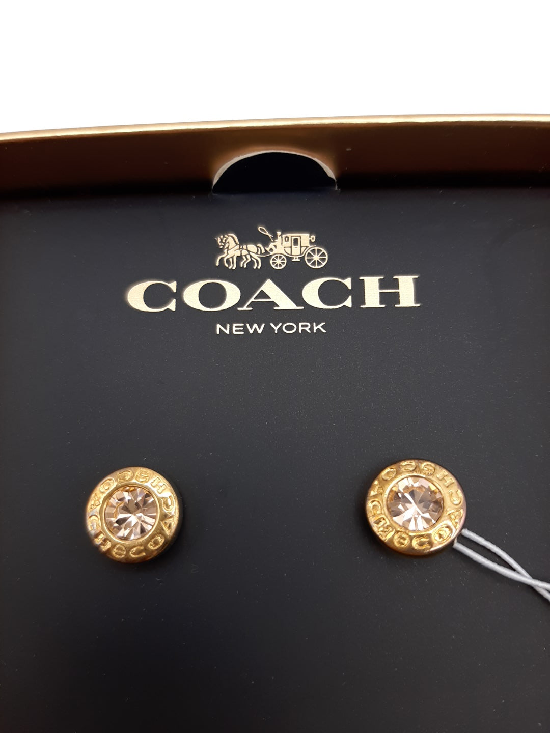 COACH F54516 Rosegold Open Circle Stone Stud Earrings - New with Gift Box