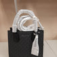 Michael Kors Mercer Medium Sig. PVC and Leather Messenger Crossbody Bag - Black