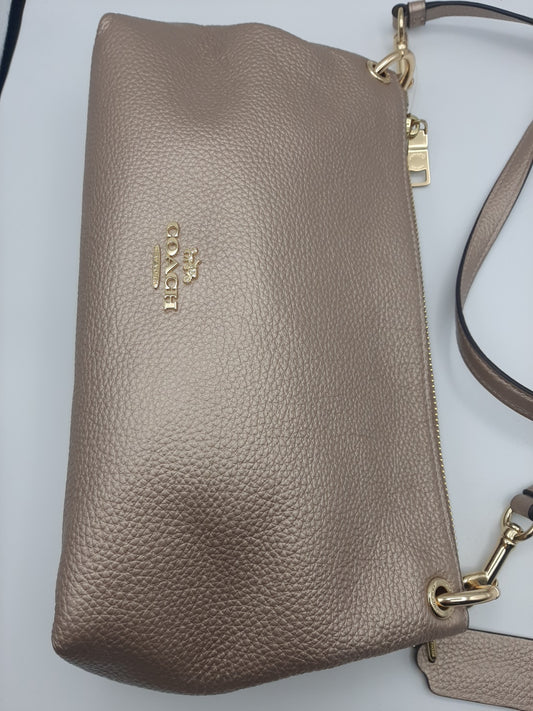 Coach Crossbody Bag Soft Pebbled Leather - Light gold