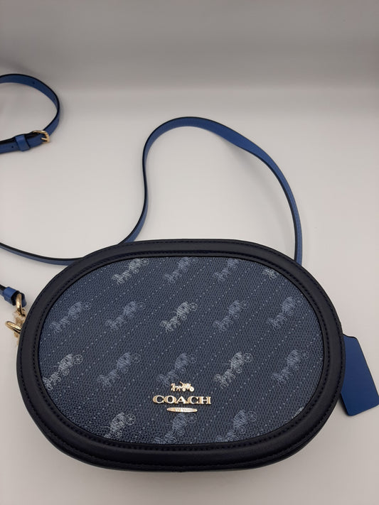 Coach C4057 Diagonal Print Horse Carriage Crossbody Camera Bag - Denim