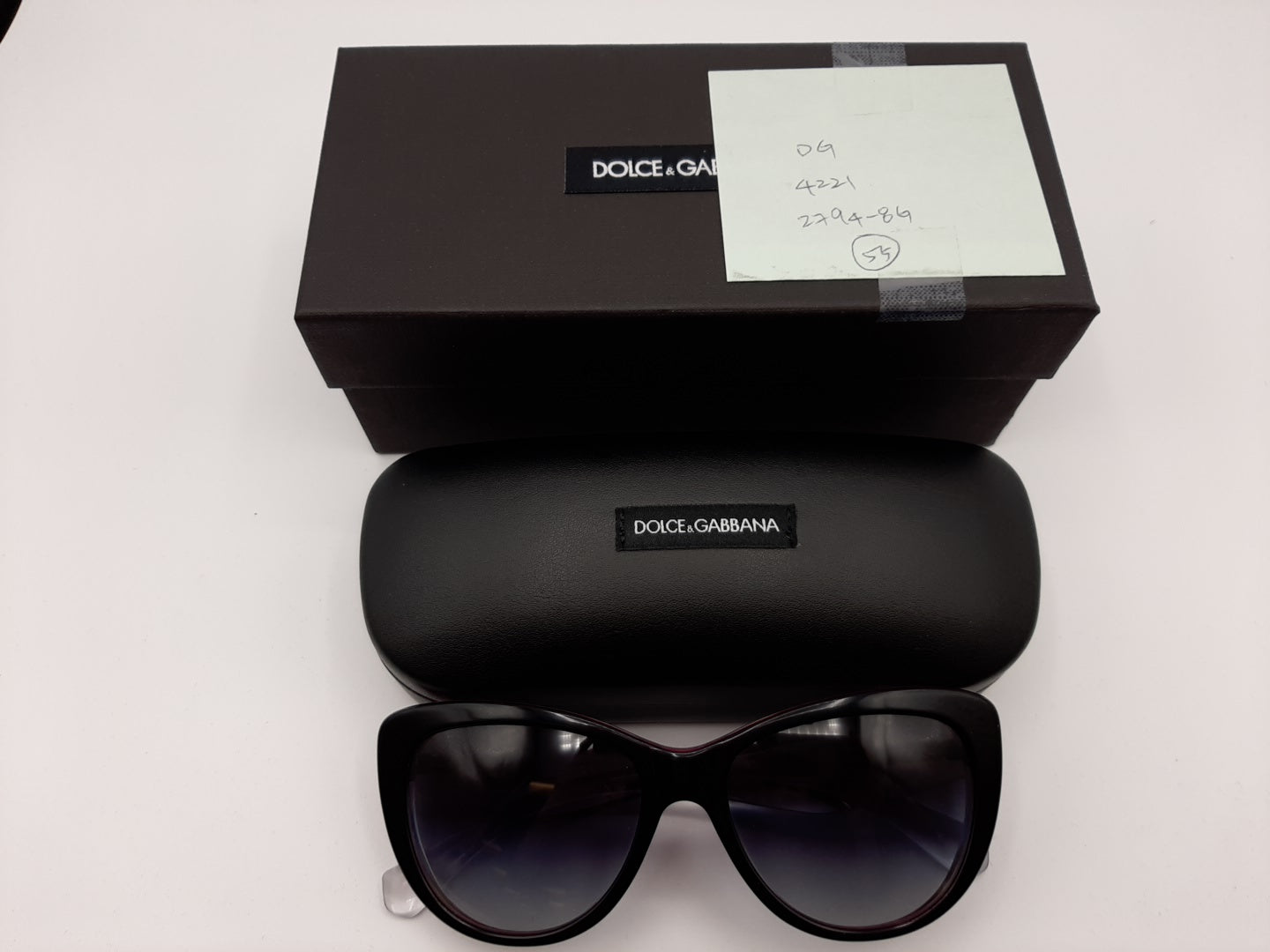 Dolce & Gabbana DG4221 2794/8G 55-17 140 3N Black red/Gray Cat Eye Sunglasses