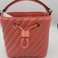 Michael Kors Suri Small Bucket Crossbody Bag Vegan Faux Quilted Leather - Grapefruit