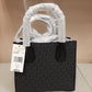 Michael Kors Mercer Medium Sig. PVC and Leather Messenger Crossbody Bag - Black