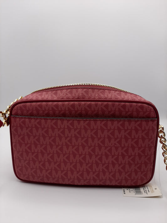 Michael Kors Jet Set Travel Medium Pocket Camera Crossbody Bag Signature/Berry Multi