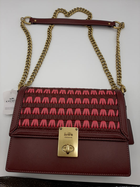 COACH 613 Woven Hutton Shoulder Bag - Wine Multi