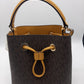 Michael Kors Suri Small Bucket Xbody Bag Brown Signature Canvas - Marigold