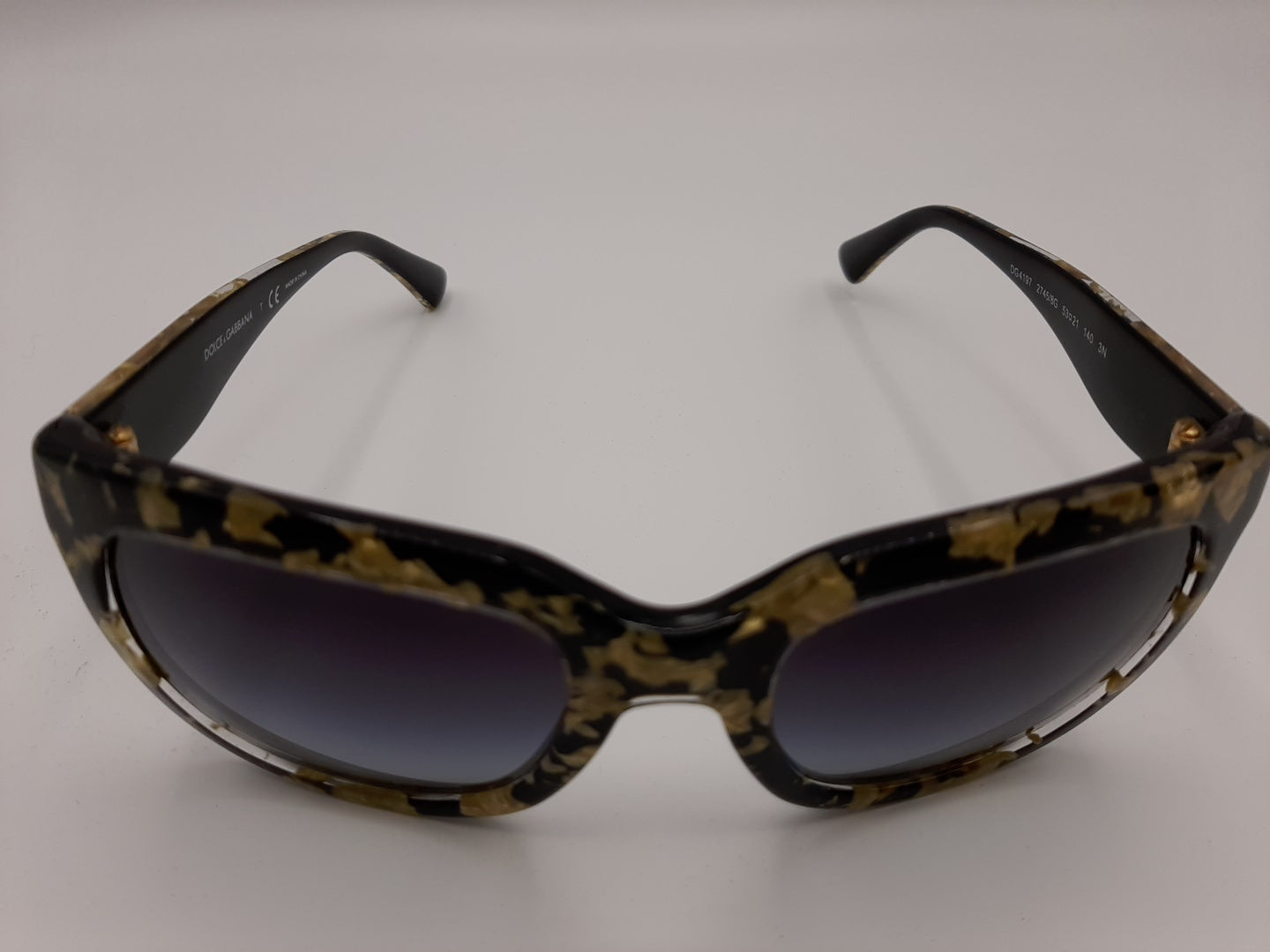 Dolce & Gabbana DG4197 2745/8G 53-21 140 3N Black Gold/Gray Square Sunglasses