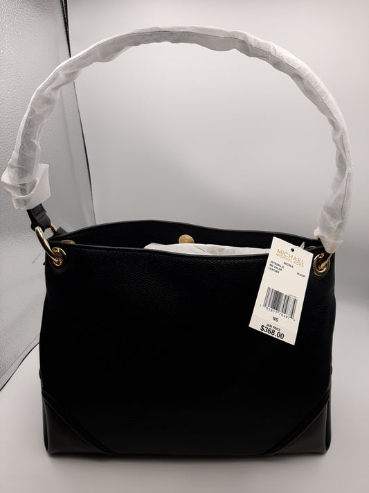 Michael Kors Nicole 35T9GNIL2L Medium Shoulder Bag Pebbled Leather - Black