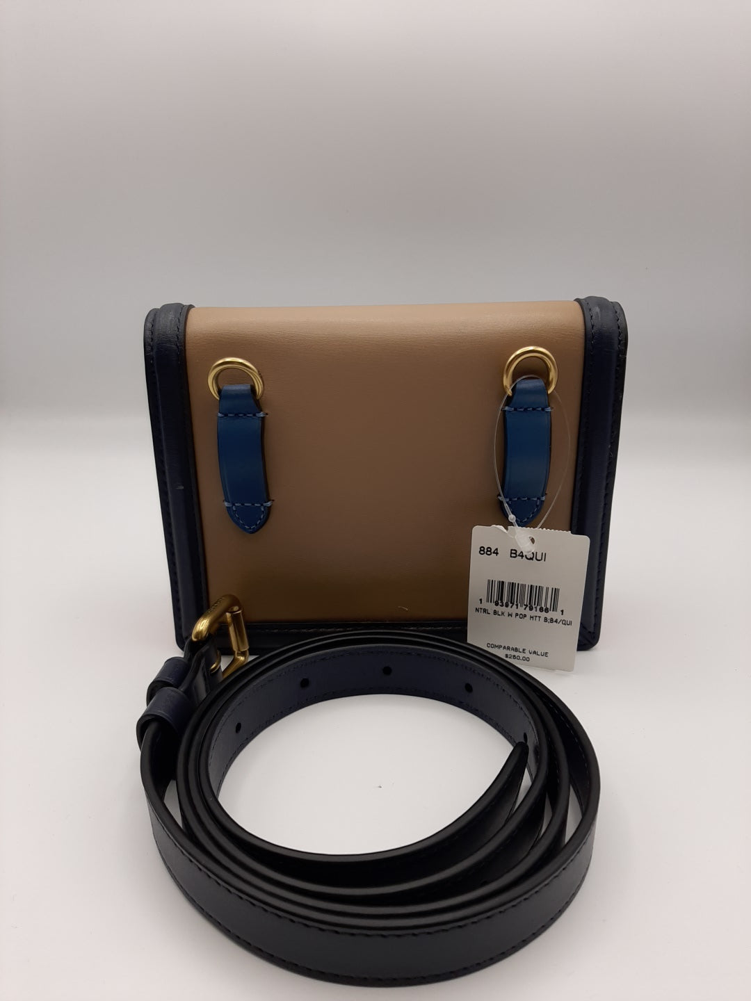 Coach 884 Hutton Colorblock Crossbody leather bag - Tan/Blue multi