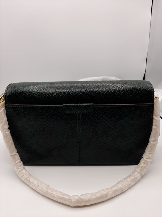 Michael Kors Sonia 35F1G6SL3G Medium Snake Embossed Shoulder Bag-Racing Green