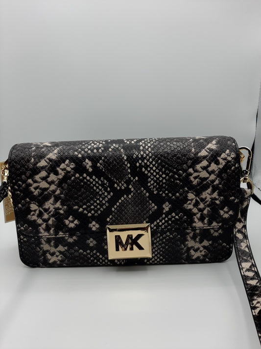 Michael Kors Sonia 35F1G6SL3G Medium Snake Embossed Shoulder Bag - Black