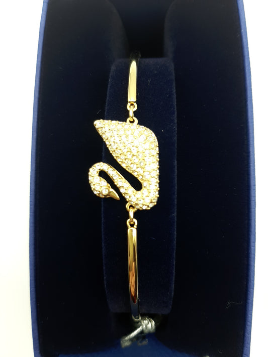 Swarovski Swan Bangle Crystal Gold Plated, 5083133 Adjustable Chain Size: M/15CM