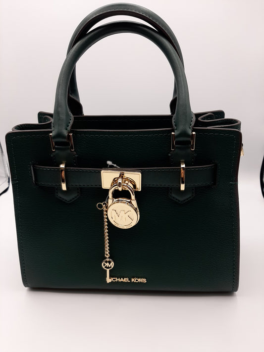 Michael Kors Hamilton 35T1GHMS1L Small Leather Satchel Shoulder Bag-Racing Green