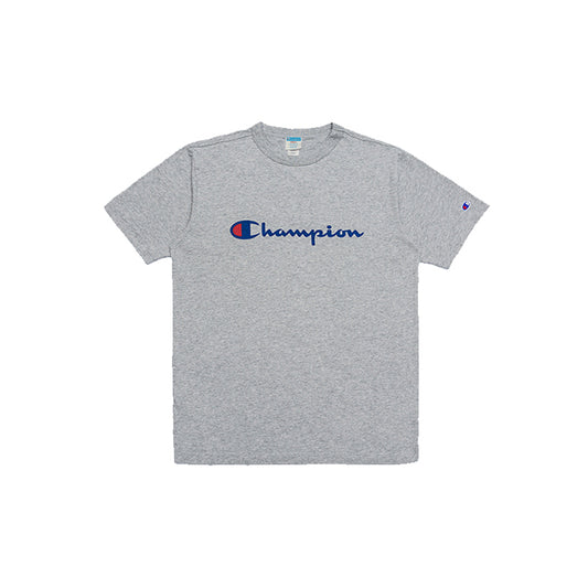 Champion Men's Heritage Tee, Script Logo - Size: L, Color: Grey