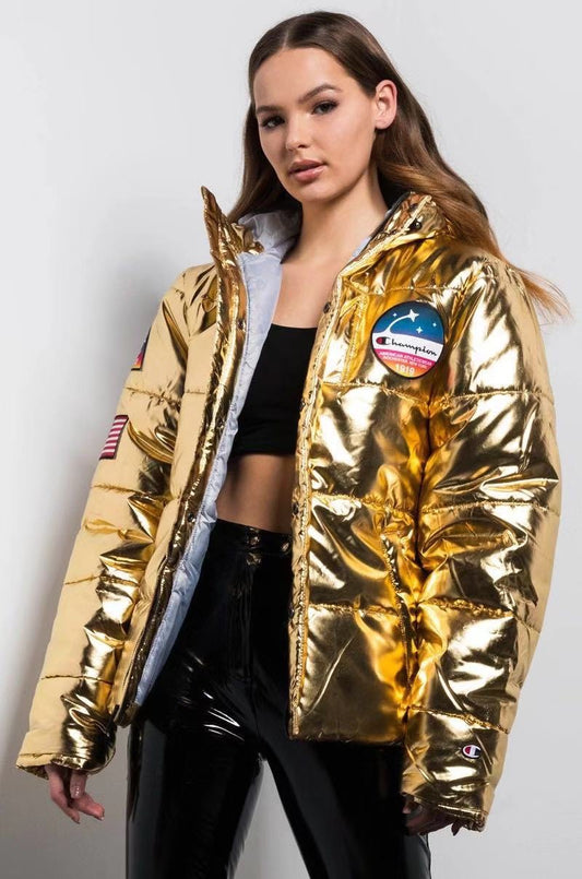 Champion Melallic Gold Nasa Puffer Jacket - Medium and Large