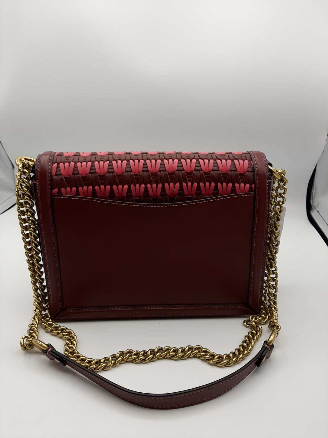 COACH 613 Woven Hutton Shoulder Bag - Wine Multi