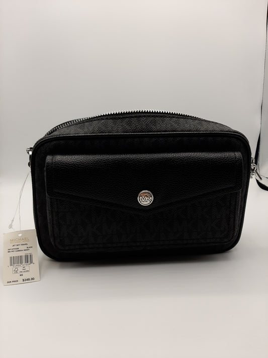 Michael Kors Jet Set Travel Medium Pocket Camera Crossbody Bag Signature - Black