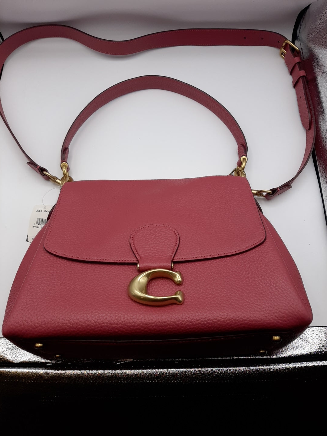 Coach 3954  Soft Pebbled Leather May Shoulder Bag - Rouge/Brass