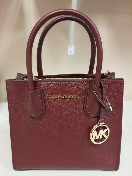 Michael Kors Mercer Medium Pebbled Leather Messenger Crossbody Bag  -Merlot