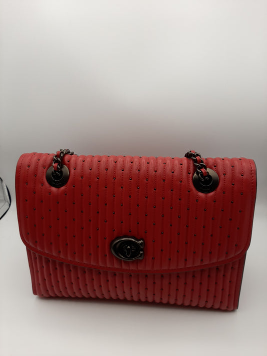 Coach 76081 Quilted Rivet Parker Shoulder Bag - Red Apple